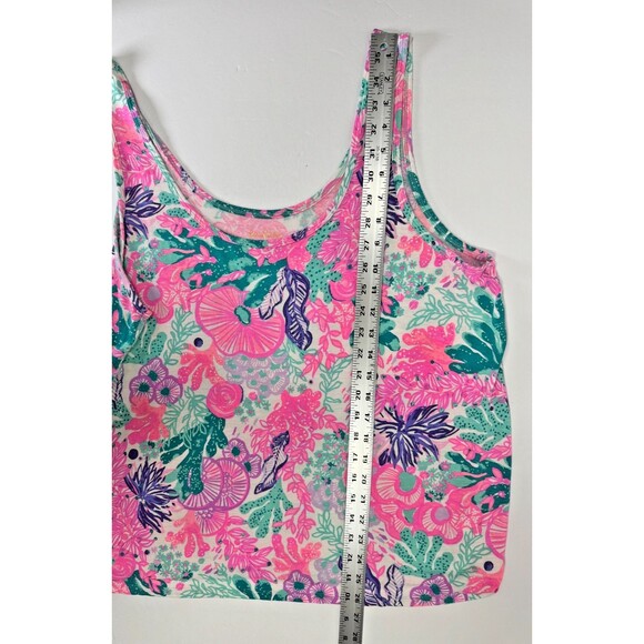 Lilly Pulitzer Tank Top Womens XXL Pink Green Floral Print Sleeveless Preppy - Picture 9 of 11
